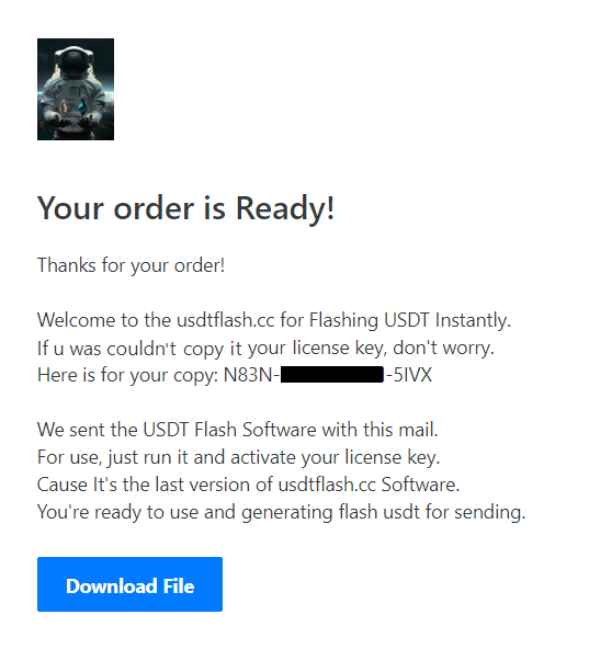 USDT Flash Software from usdtflash.cc Order is completed.