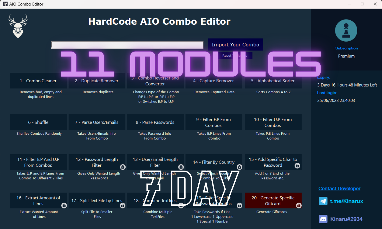 AIO Combo Editor Premium License Key 7 Day