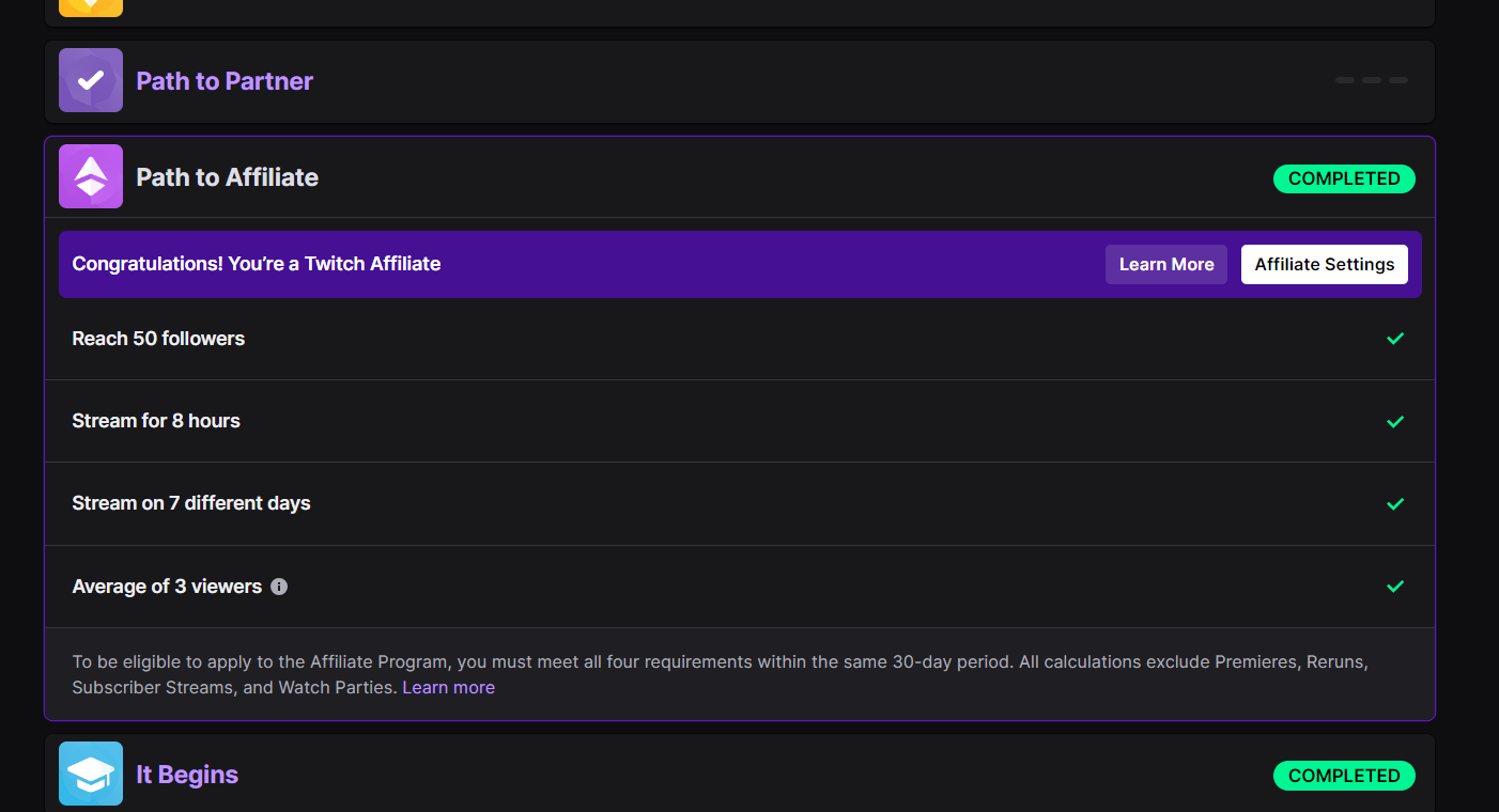 Twitch Affiliate Account 