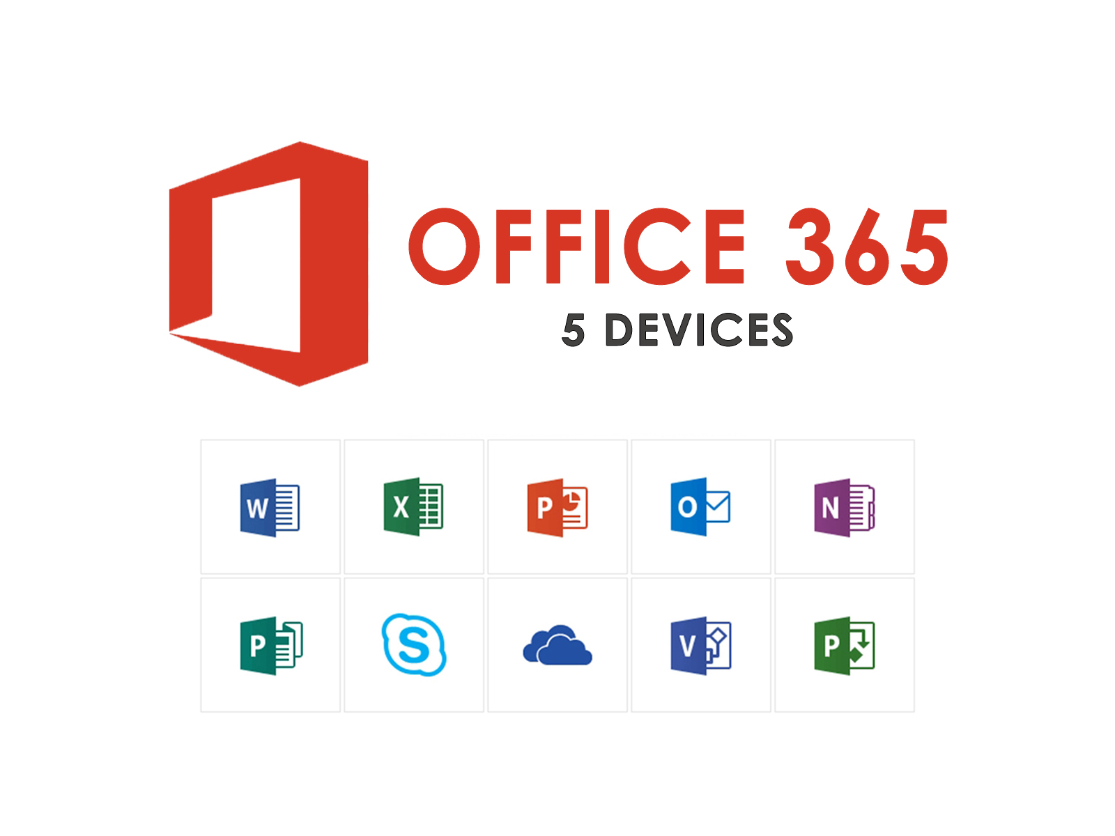 Microsoft Office 365 Professional Pro Plus 5 Device Lifetime PC / MAC