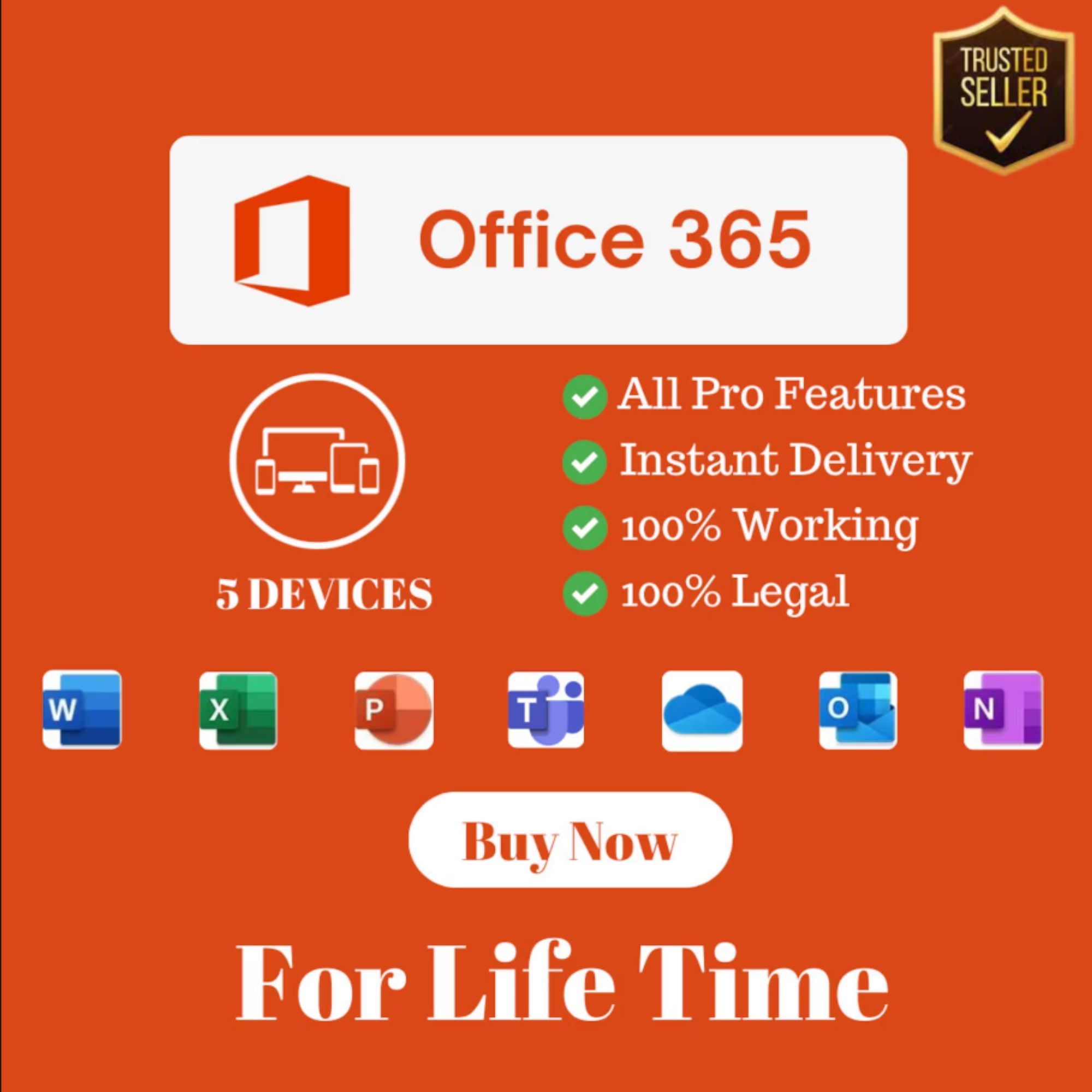 Office 365 for Lifetime - Word, Excel, PowerPoint, etc for PC and Mac