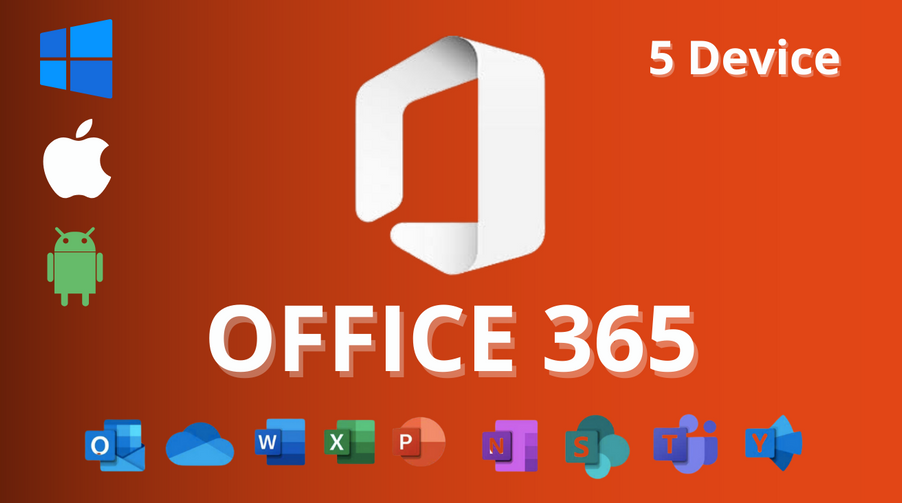  Microsoft Office 365 Professional Pro Plus 5 Device Lifetime PC / MAC