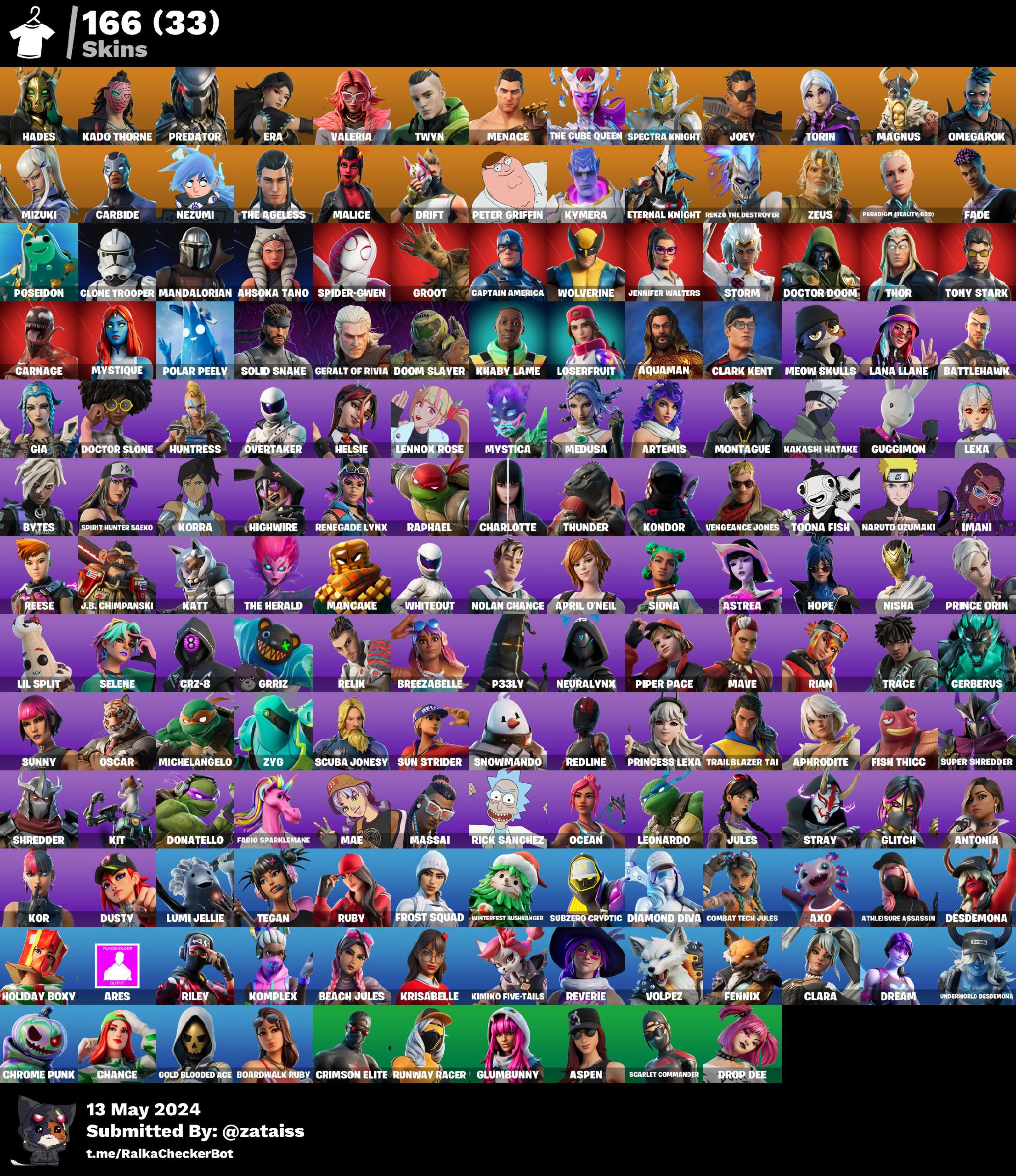 [PC/XPOX] 166 skins Drift | spectra knight | Captain america | Groot | Wolverine...