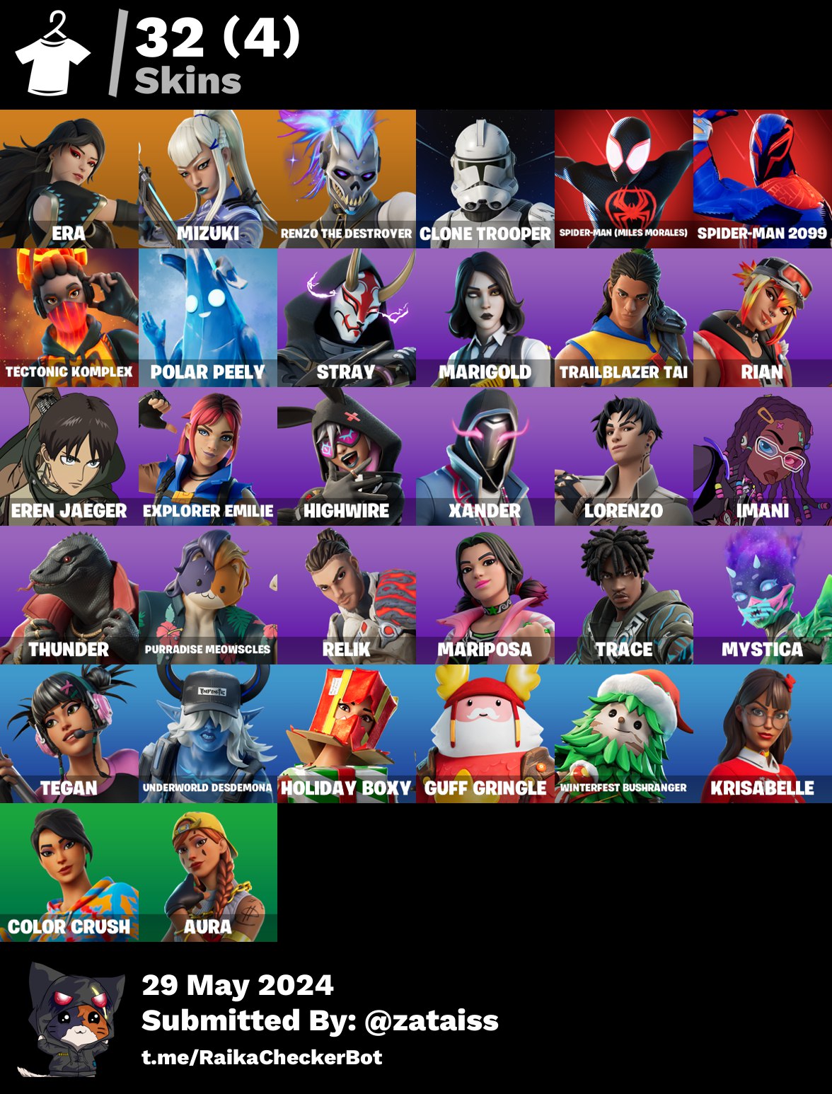 [PC/XPOX/PSN] 32 skins | Era | Mizuki | Renzo the Destroyer | Clone Trooper | Spider-Man...