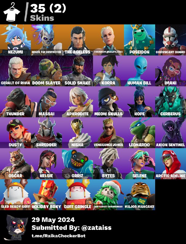  35 skins | Nezumi | Renzo the Destroyer | The Ageless | Paradigm (Reality-659)...