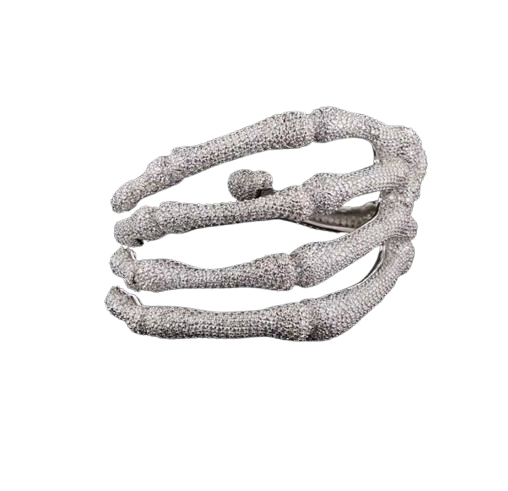 Ken Carson Skeleton Bracelet White Diamons