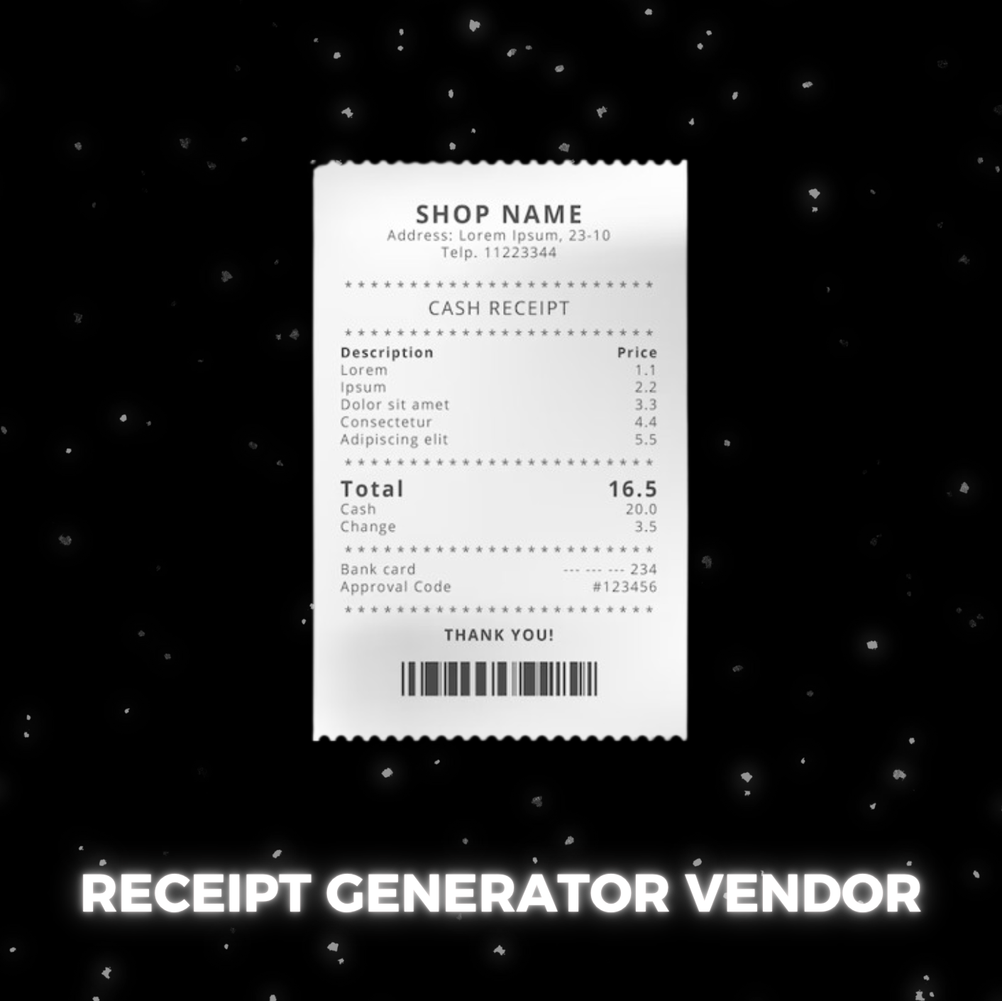 RECEIPT VENDOR