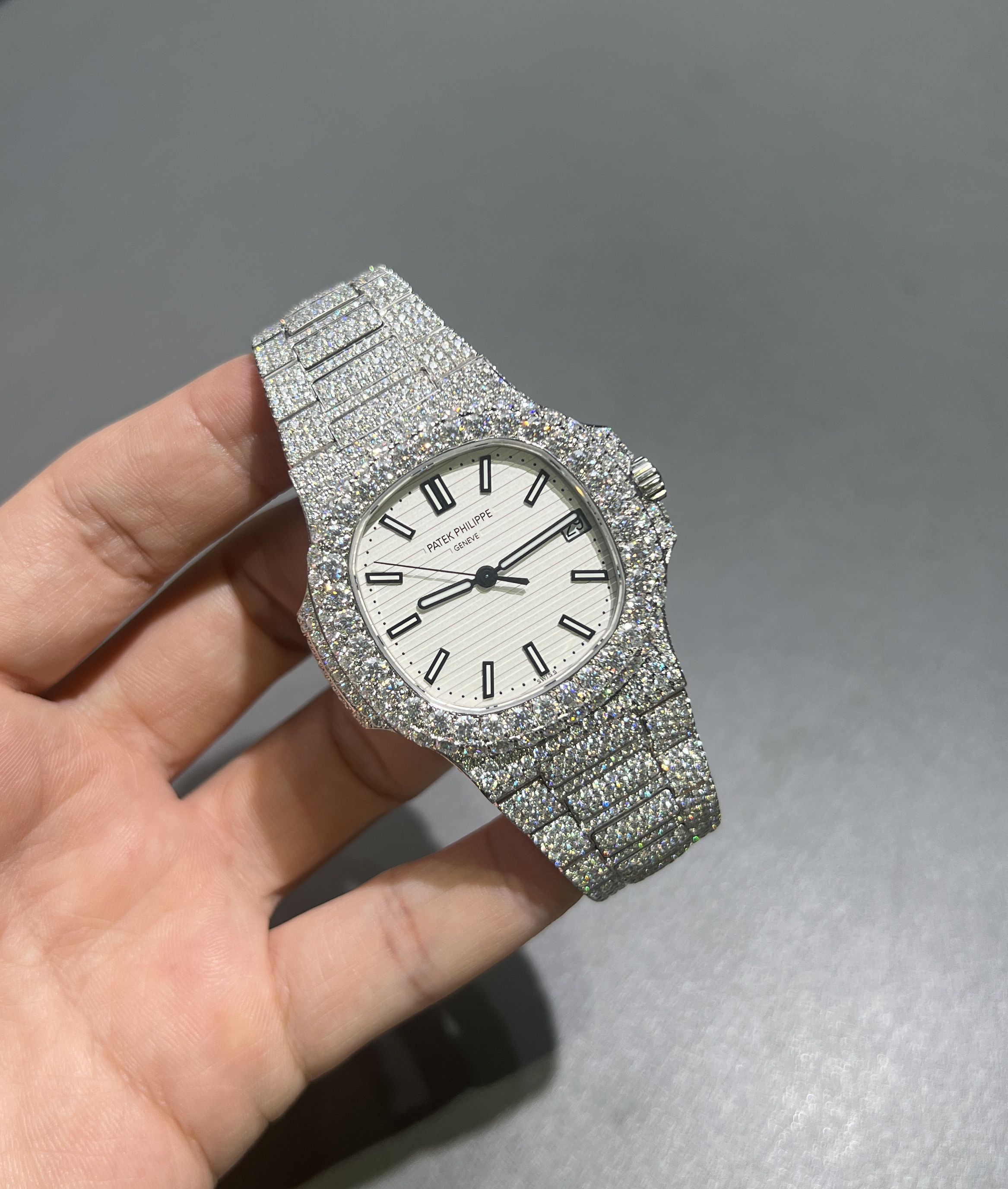 Moissanite Patek Nautilus (Plain White Dial)