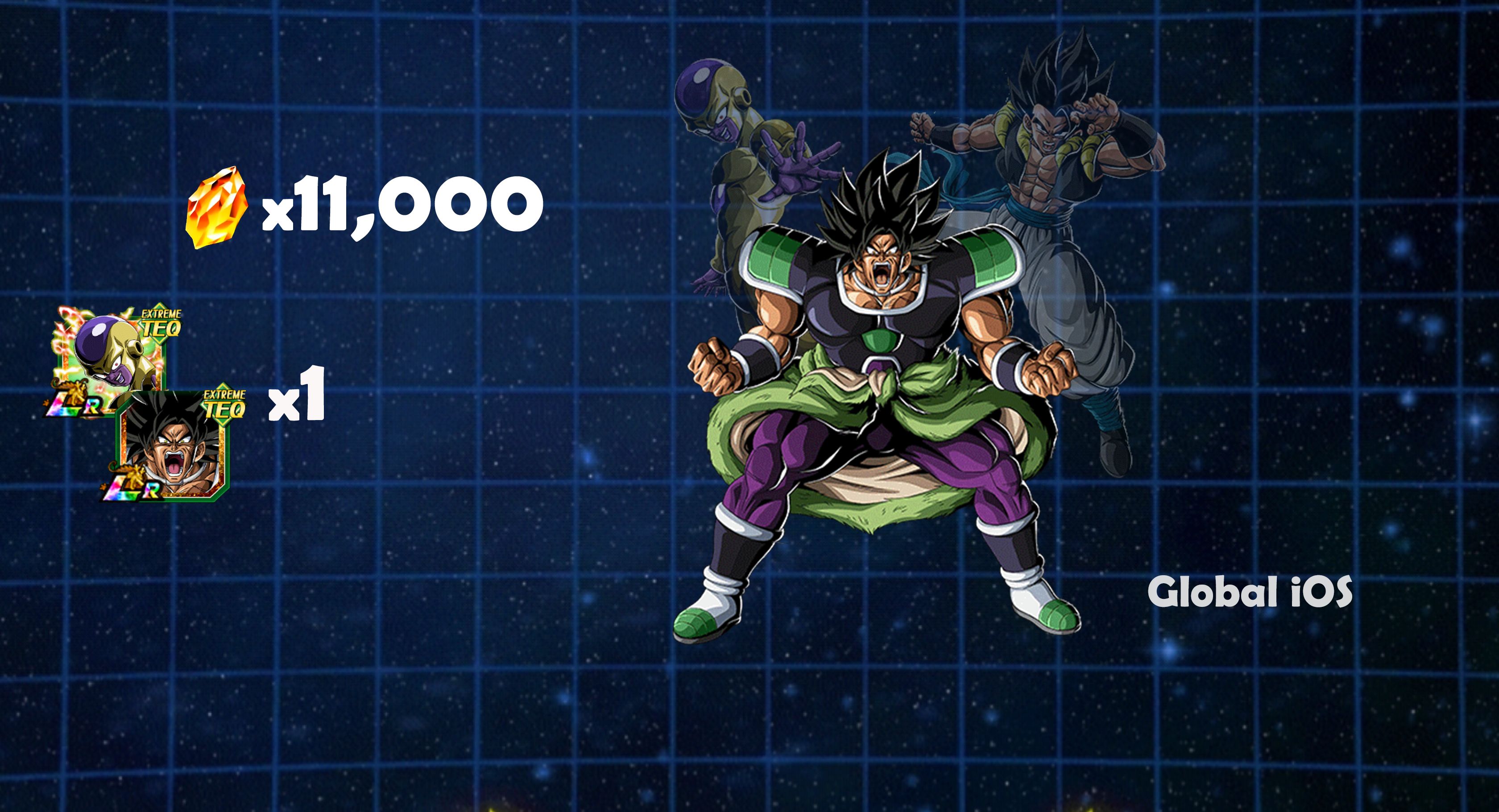 11,000 Dragon stones + Broly & Golden Frieza (Global) (iOS)