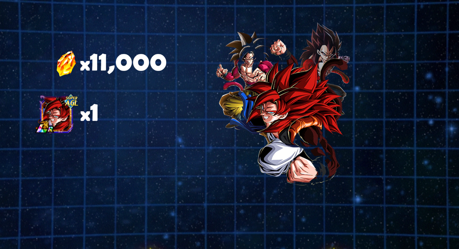 11,000 Dragon stones + SSJ4 Gogeta (Global) 