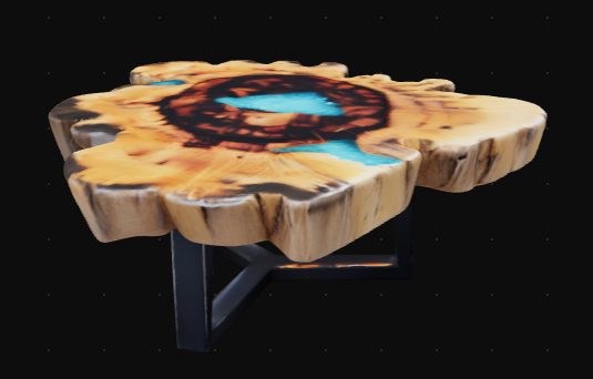 3D Tamarind and Resin Coffee Table - Aqua