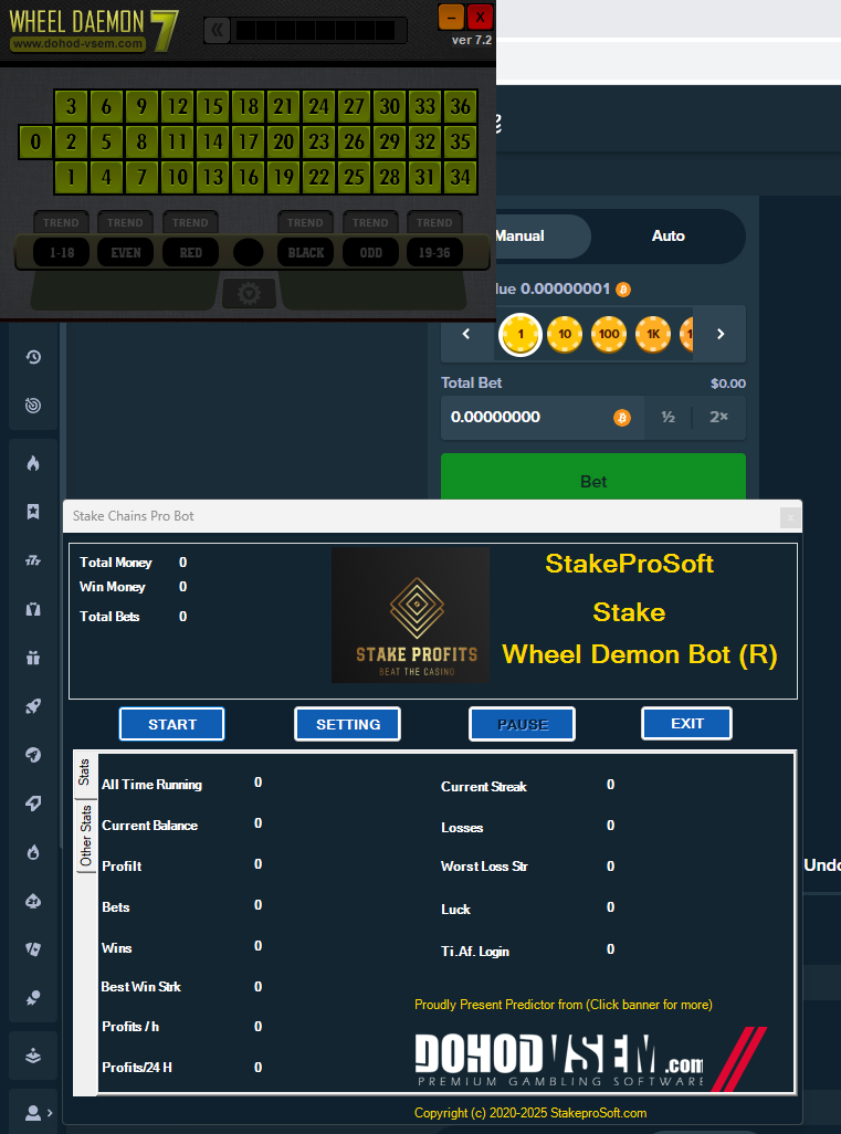 Stakeprosoft Wheeldemon Stake Roulette Bot – Big Win! 1 Year License