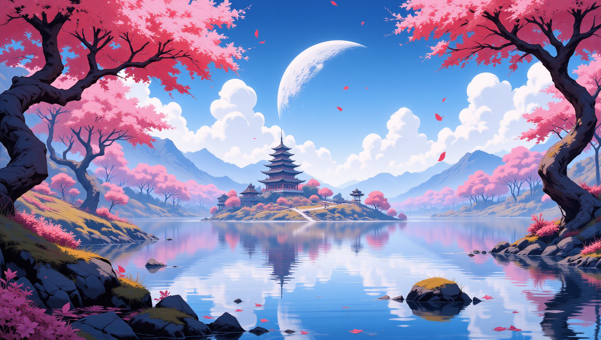 Temple Beneath the Blooming Skies