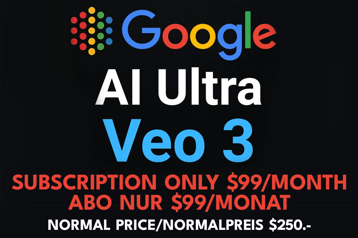 Google VEO 3 Ultra Subscription Abo 12,500 Credits $99 | Limited Time Offer