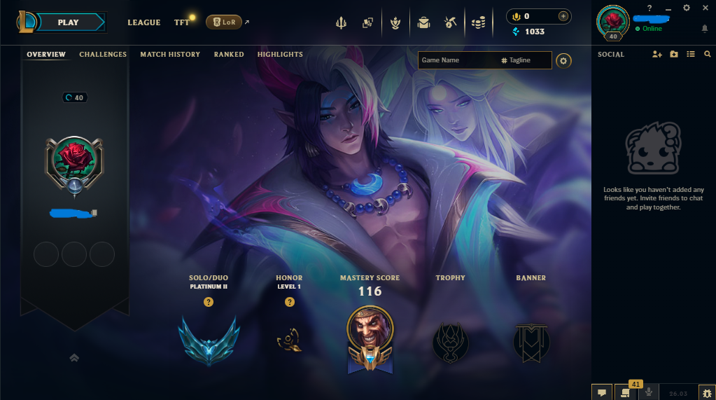 EUW Platinum Account • Lvl 40 • 93 Champs • 11 Skins • Name Changeable • Handmade