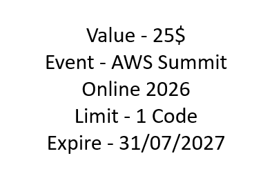 AWS 25$ Credit Code [Event-AWS Summit Online 2026] Distributed on -22 July