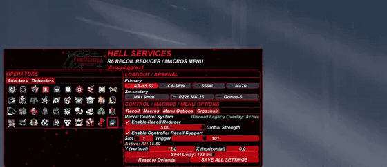 R6 REDUCE RECOIL / MACRO MENU