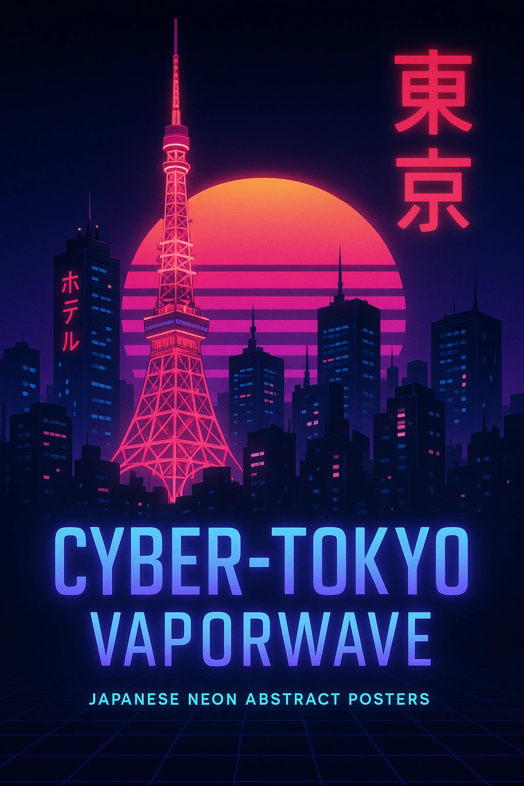 Cyber‑Tokyo Vaporwave Posters – Japanese Neon Abstract Pack