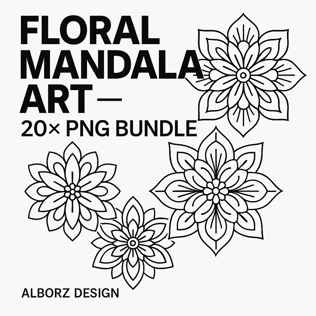 Floral & Mandala Art Set – 20x PNG