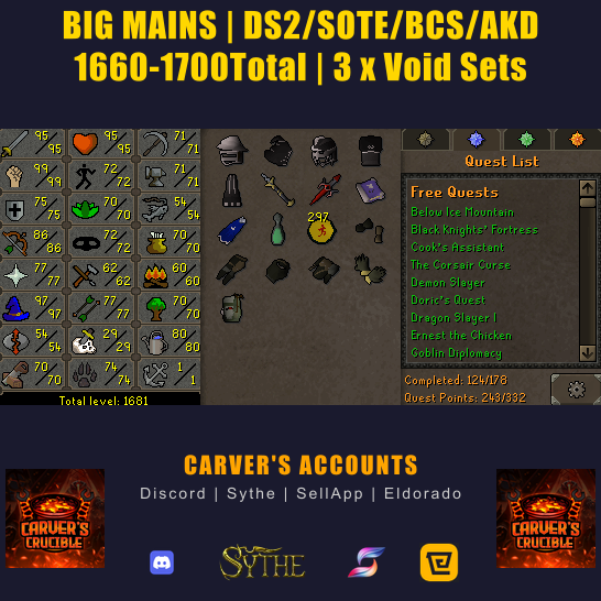 BIG MAINS | DS2/SOTE/BCS/AKD | 1660-1700Total | 3 x Void Sets