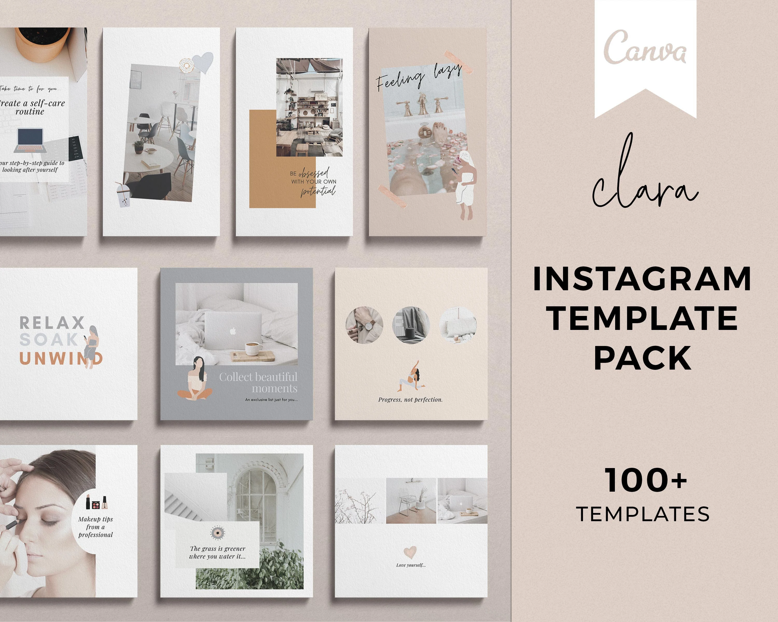 Canva Templates for Instagram Posts - Continuous Carousel - 16 items 