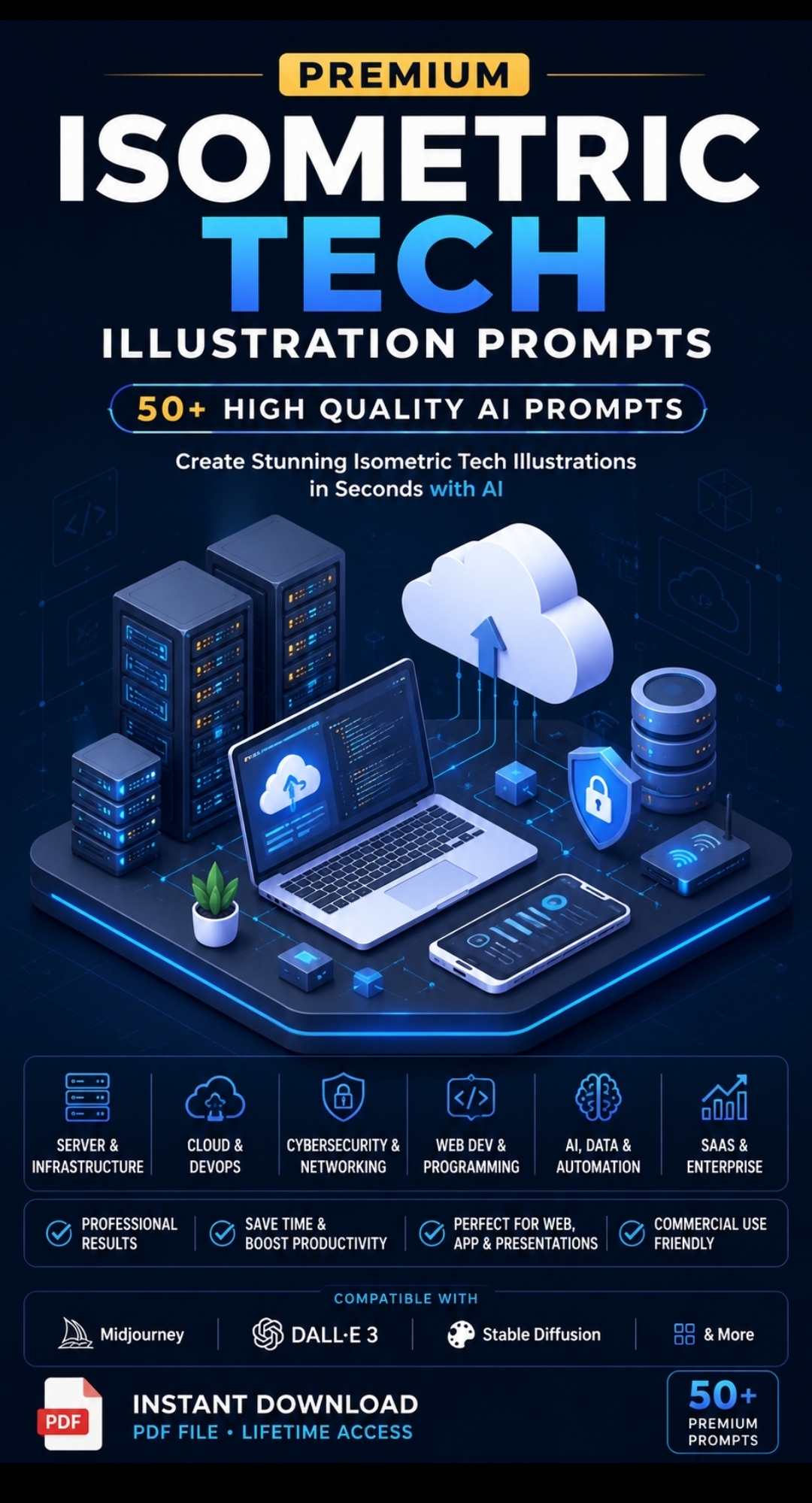 Premium Isometric Tech Illustration Prompts (Copy)