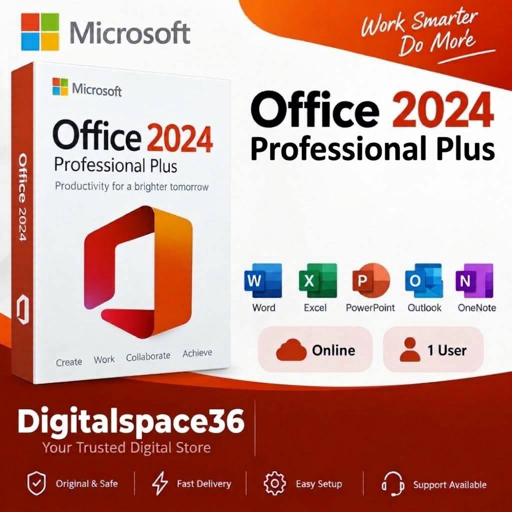 MICROSOFT OFFICE 2024 PROFESSIONAL PLUS | 1 PC LICENSE KEY | INSTANT DIGITAL DELIVERY