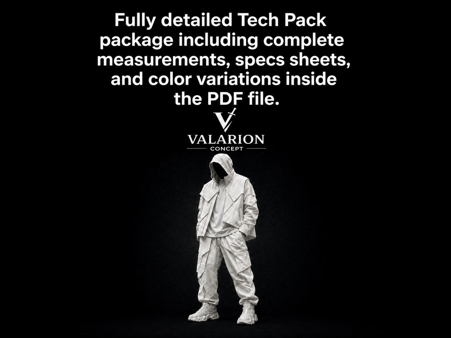 VALARION "GENESIS STONE" Full-Set Tech Pack & Commercial License (Jacket, Pants, T-Shirt, Sneaker, Bag