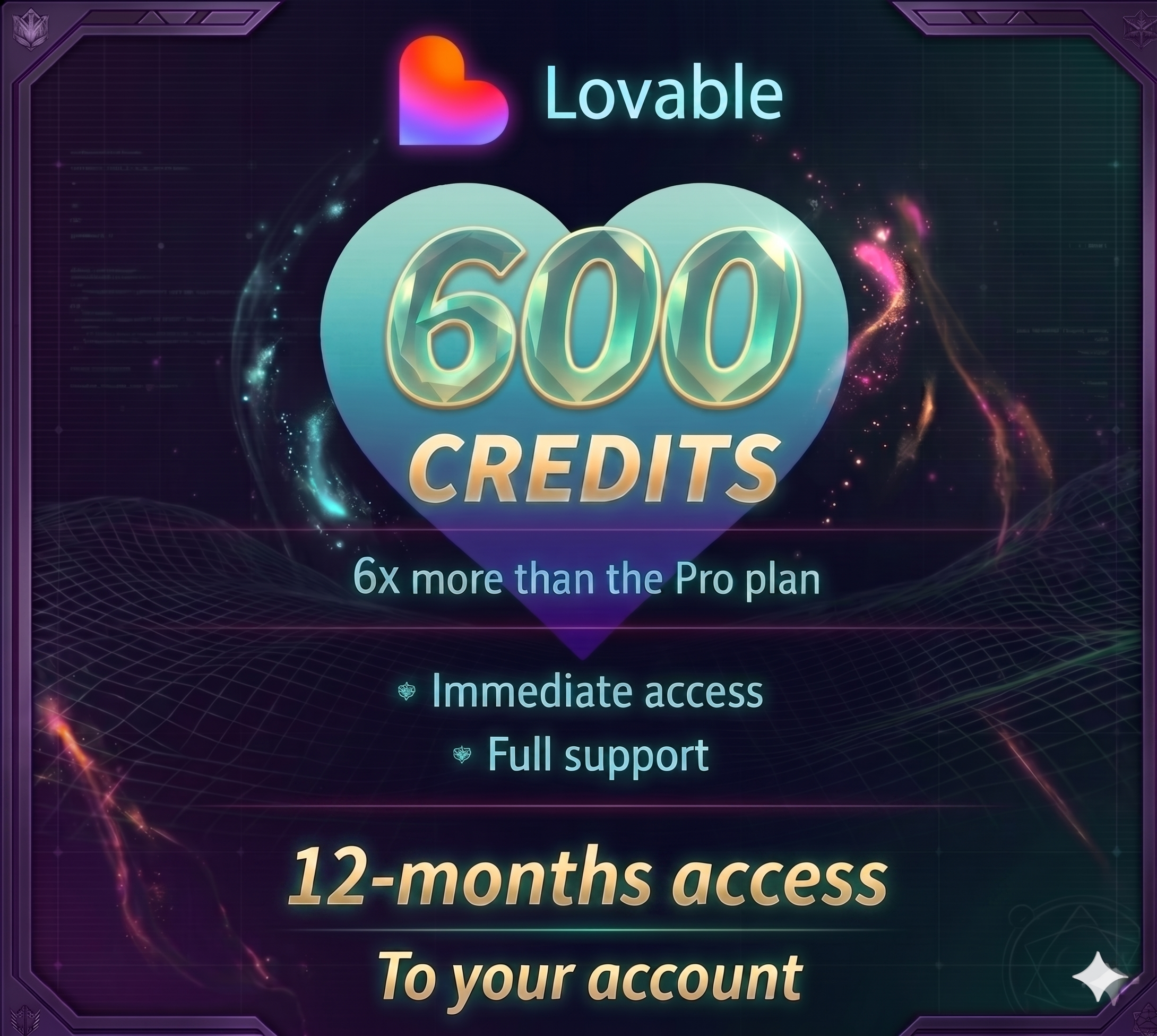 Lovable AI 600 Credits | Credits | Activation on Your Account