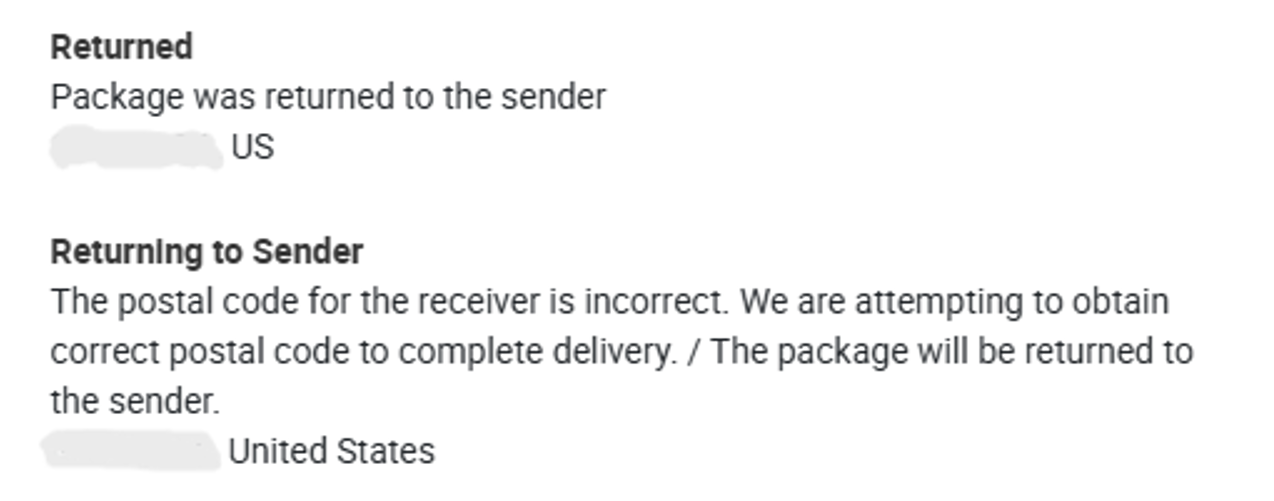 UPS RTS + RETURNED (In Transit) (USA-Worldwide)
