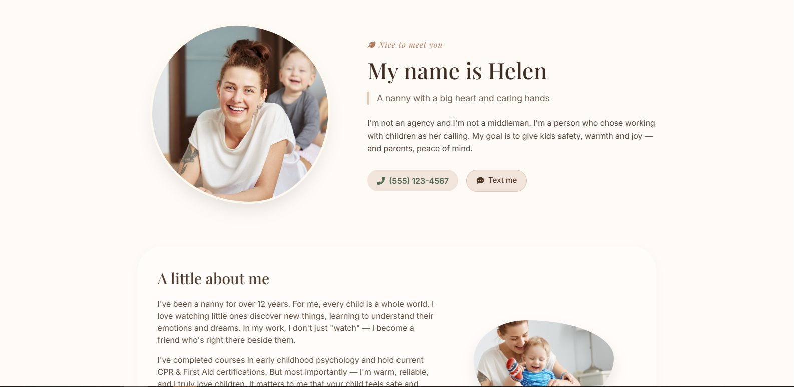 Nanny Personal Website Template — Childcare & Babysitter Portfolio (HTML + CSS + JS)