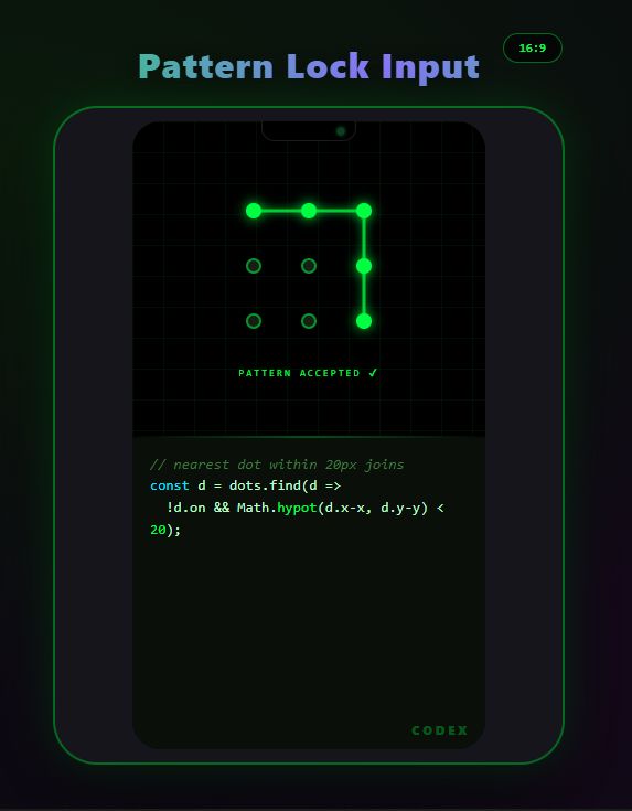 Hacker Inputs Vol.2 — Pattern Lock, CRT Phosphor, Black Hole, Hex Dump, Time-Lock