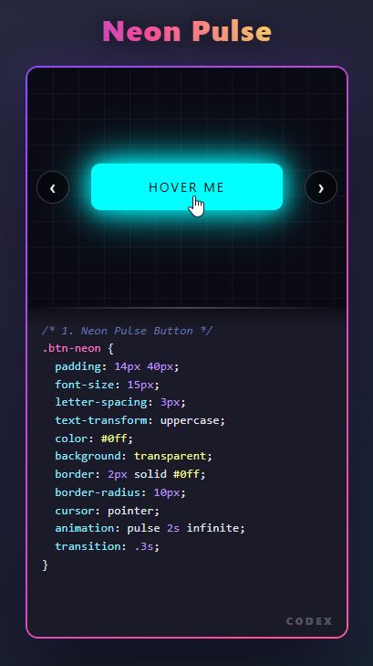 Neon & Glow Buttons Pack Vol. 1 — 5 CSS/JS Effects