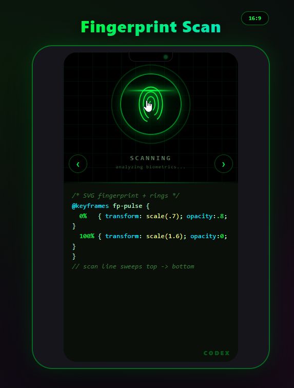 Hacker Secrets Vol.2 — Fingerprint, Bomb, Matrix Rain (CSS+JS)