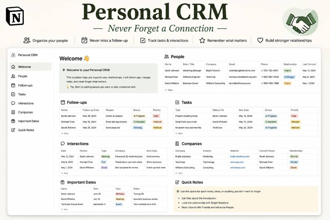 Personal CRM - Never forget a Connection