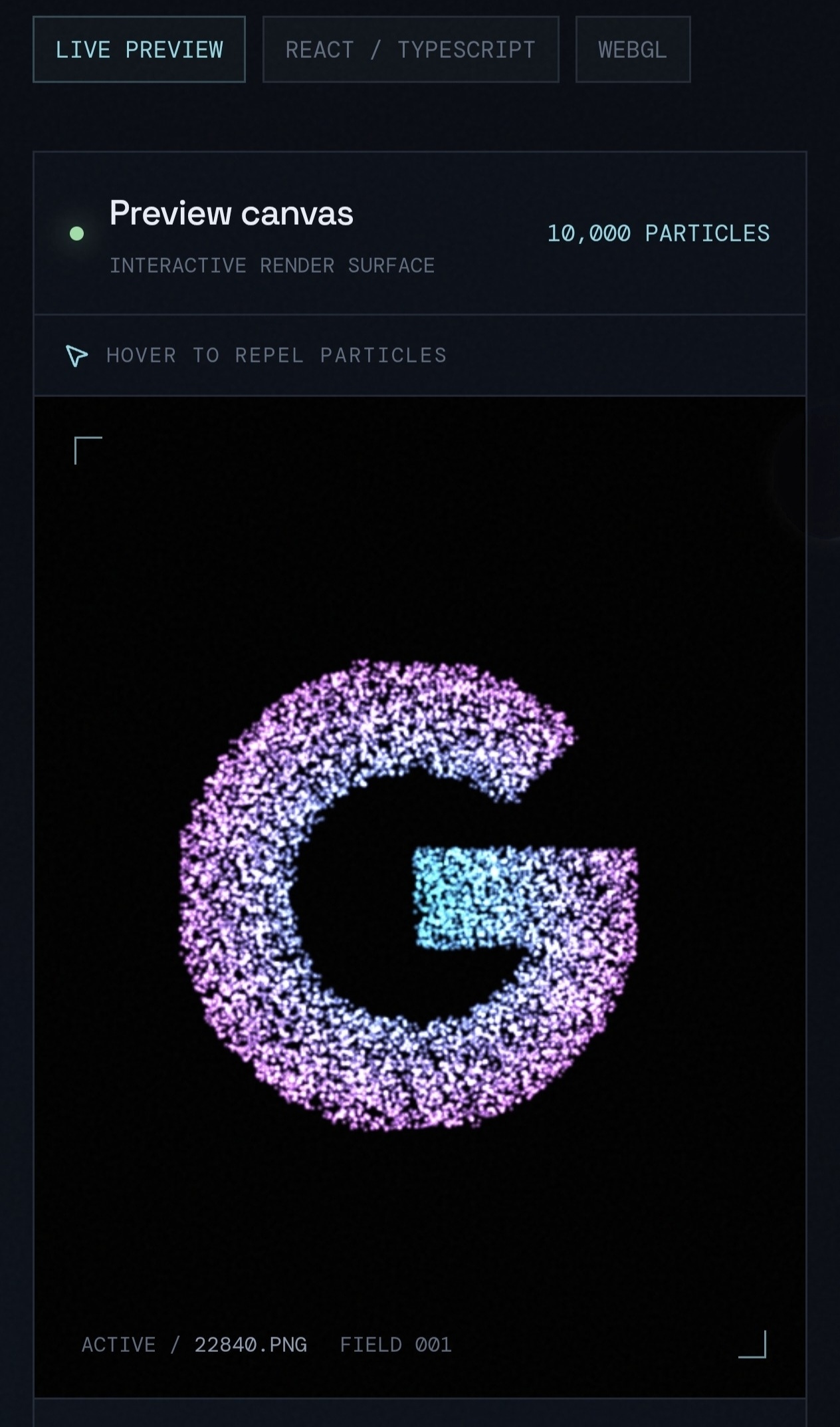 React Three.js 3D Particle Engine