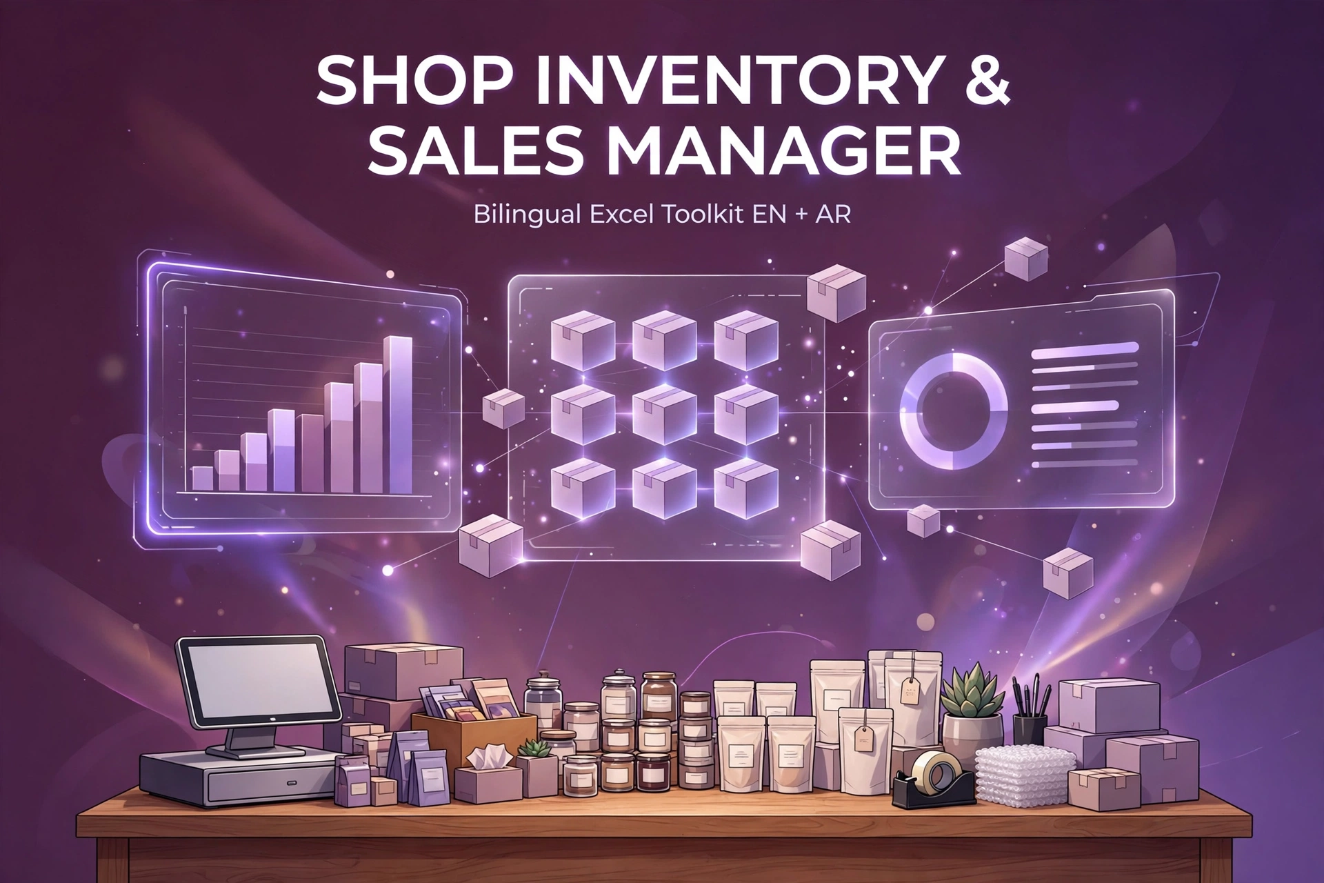 Shop Inventory & Sales Manager — Bilingual Excel Toolkit (EN + AR)