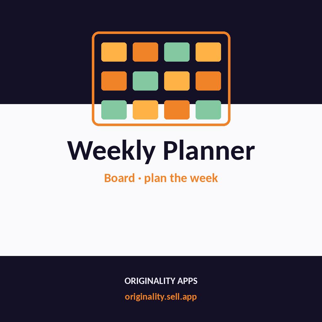 Weekly Planner Board — Originality Productivity App