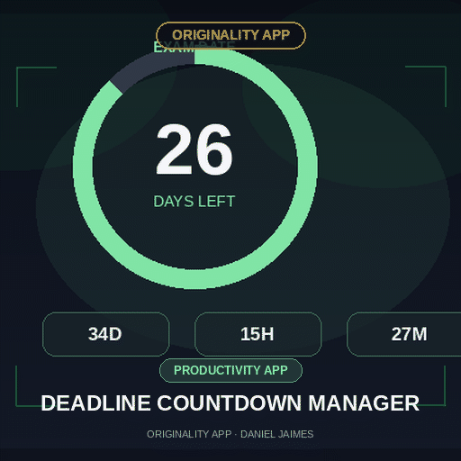 Deadline Countdown Manager — Originality Productivity App